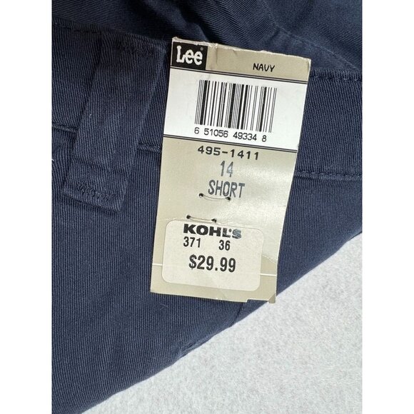 Lee Khakis Chino Pants Navy Blue Comfort Waist Flat Front Women's 14 Short NWT - Picture 6 of 7
